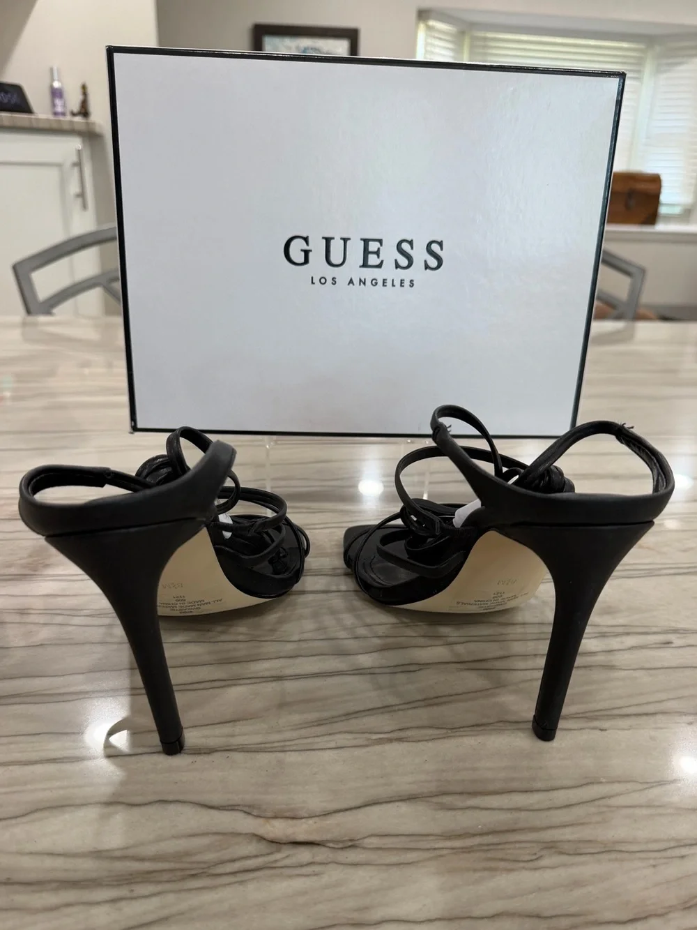 GUESS Black Multi-Strap Stiletto Heels